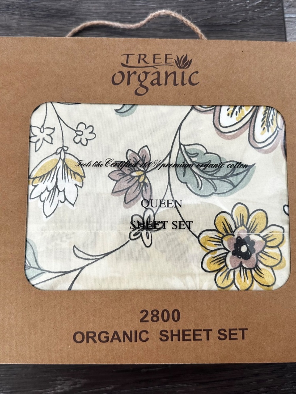 Tree Organic 2800 Thread Count Queen Sheet Set 4 pc Floral Organic Cotton